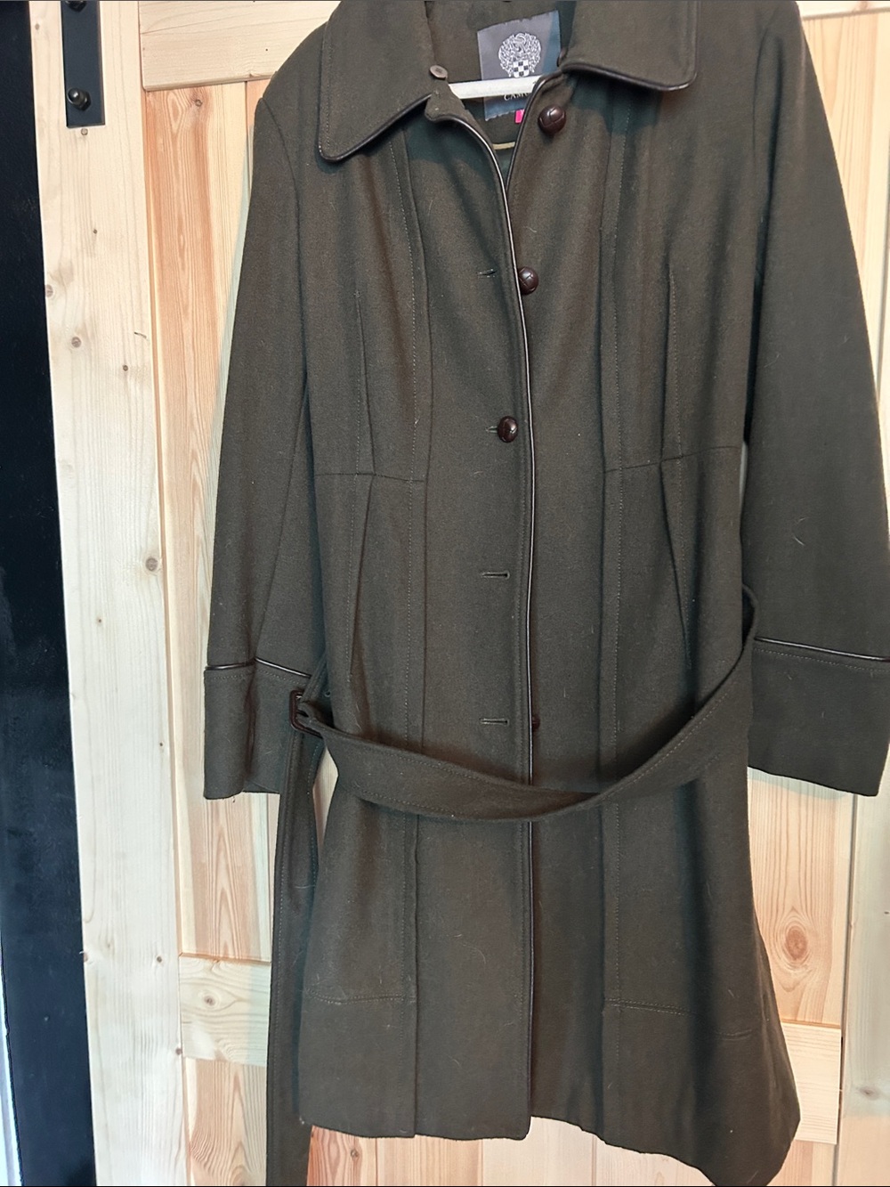 Vince Camuto Olive Wool Trench Coat